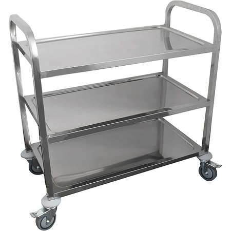 AMGOOD Stainless Steel Dining Cart, 3 Shelf Heavy Duty Utility Cart on Wheels, 38in L x 20in W AMG RP3-1 CART